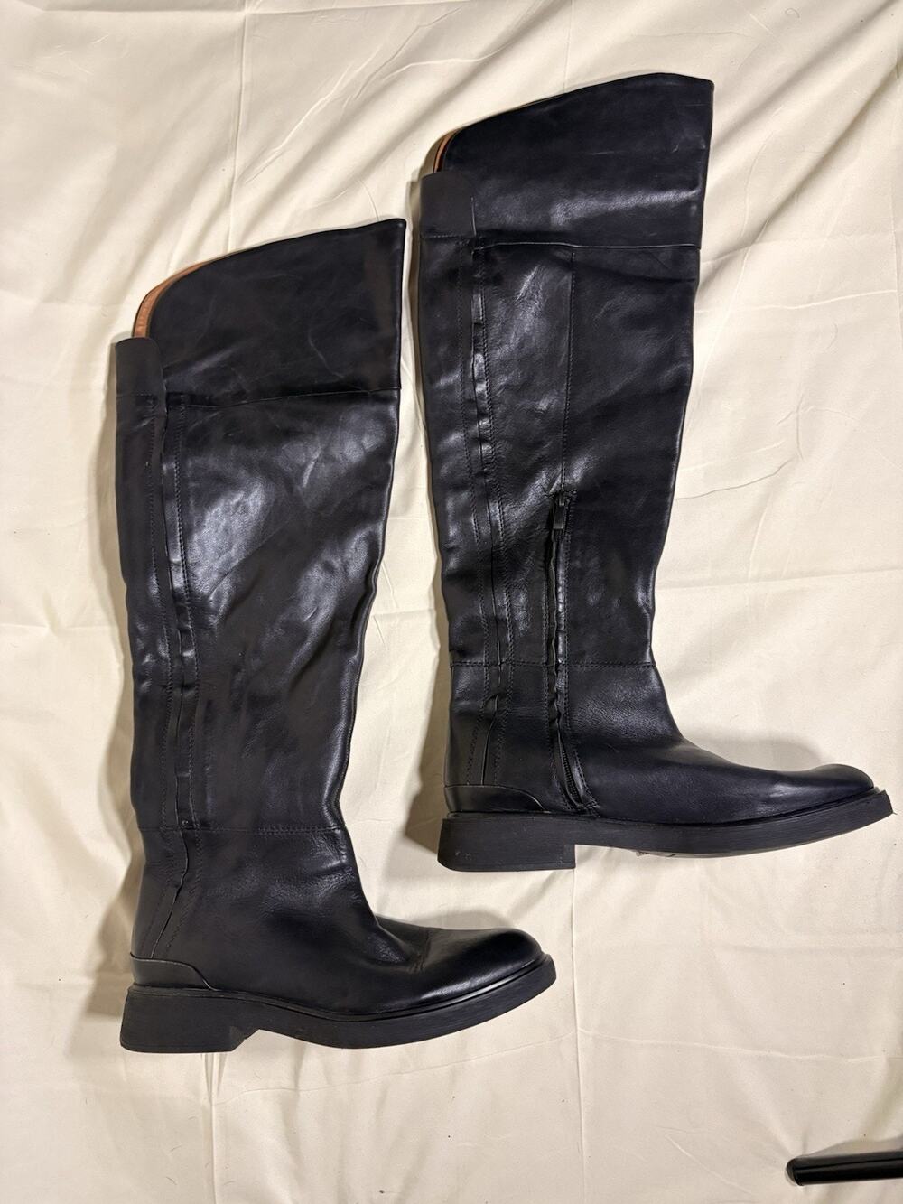 Franco Sarto Women’s Leather High Boots Size 11 Color Black Zipper